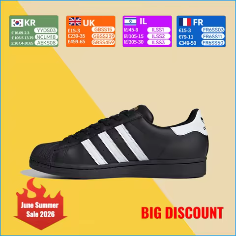 Adidas Originals SUPERSTAR Low-Top Unisex Board Shoes - Iconic Shell-Toe Classic Versatile Comfort C