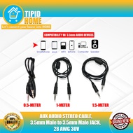 AUX AUDIO STEREO CABLE, 3.5mm Male to 3.5mm Male JACK, 28 AWG 30V