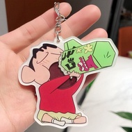 Crayon Shin-chan Eating Cookies Keychain Cute Acrylic the Hokey Pokey Handbag Pendant Anime Key Chain Decoration