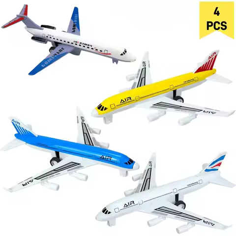4 Pack Airplane Toys, Pull Back Airplane Toys for 3+Years Old Boys Girls, Die Cast Aircraft Plane Mo