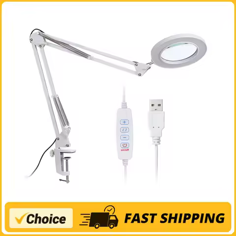 Illuminated Magnifier Lamp 8X Magnifying Glass for Soldering Iron Repair/Table Lamp/Skincare Beauty 