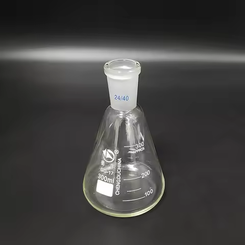 SHUNIU Conical flask with standard ground-in mouth, Capacity 300mL, Joint 24/40, Erlenmeyer flask wi