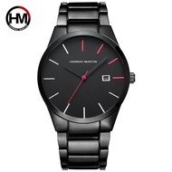 Hannah Martin Waterproof Tungsten Black Steel Belt Watches Watch Business Calendar Quartz Men's Watch EYUE