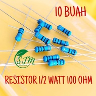 (10 Buah) RESISTOR 1/2 WATT 100 OHM RESISTOR 1/2W 100 OHM