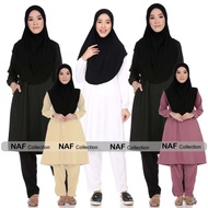 Muslimah Baju Seluar Set Wanita Kanan Poket Jubah Piteh Hitam Como Crepe S-3XL 7.0