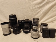 Olympus om system 75-300mm f4.8 - 6.7 mark ii Panasonic Lumix 42.5mm, 15mm,25mm f1.7 Laowa 7.5mm