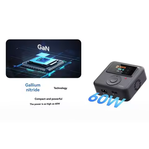 405AC Gan 60W Smart Charger RC Model Battery Fast Charger For 1- 4S Life Lihv Lipo 1- 7S Pb 1- 12S N