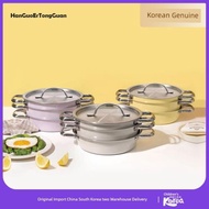 韓國進口平底鍋家用彩色不銹鋼炒鍋湯鍋套裝燃氣灶專用不粘鍋燉鍋