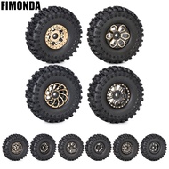 4pcs Brass 1.0" Beadlock Wheel Tire Set For 1/18 1/24 RC Crawler Car Axial SCX24 AX24 TRX4M FMS FCX2