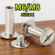 [YDY-R] 304 Stainless Steel Female Rivets Butt Screws Photo Album Ledger Nails M6/M8