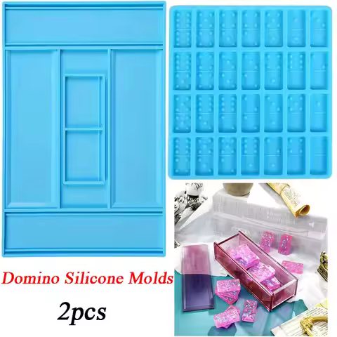 2pcs Domino Silicone Molds Crystal Epoxy Resin Game Mold DIY Pendant Cake Jewelry Mold Making Tools