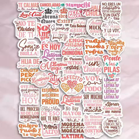 48pcs Latina Positive Quote Stickers Spanish Sayings Waterproof Water Bottle Stickers Scrapbooking S