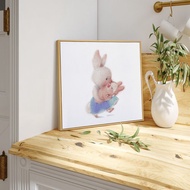 乖乖睡 - 粉色手繪兔子掛畫/邊櫃擺設/臥室佈置/居家佈置