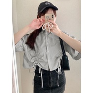 SEVEN | Japan • GRL • Striped Drawstring Short Shirtღ