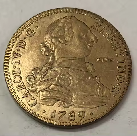 1789 Colombia 8 Escudos - Carlos III Golden Copy Coin