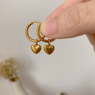 Love2Self E096 Vintage Stainless Steel 916 Gold Heart Hoop Earrings Non Tarnish Hoop Earring for Women