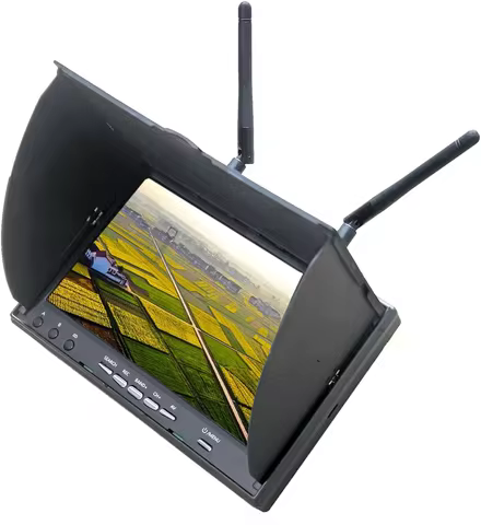 FPV Monitor 7 inch 5.8G 40CH with DVR 800 x 480 LCD FPV Receiver Monitor with Sun Hood Built-in Batt
