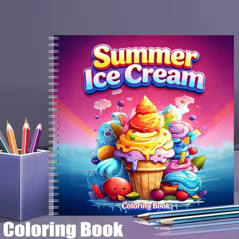 Summer Ice Cream Coloring Book for Adults, Cute Drawing Book, Stress Relief, Birthday Gift & Back to
