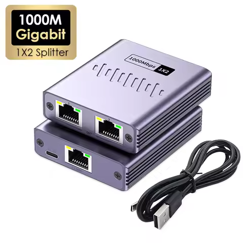Gigabit 1x2 Network Splitter 1000Mbps 1 to 2 Ways RJ45 Lan Ethernet Adapter 1G 1000M Network Coupler