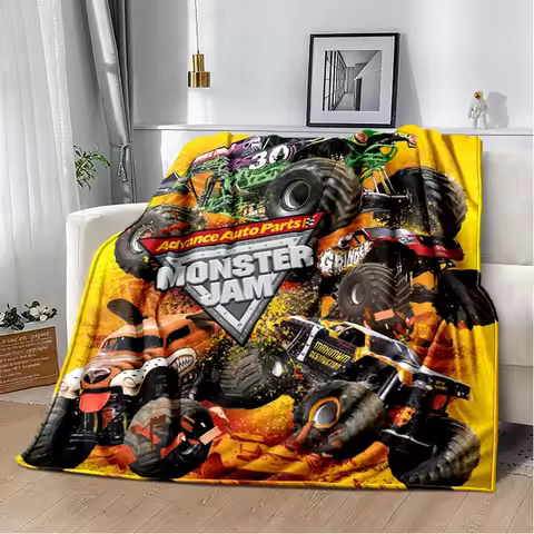 3D Monster Jam Monster Truck Cartoon Blanket,Soft Throw Blanket for Home Bedroom Bed Sofa Picnic Tra