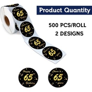 REWIDPARTY Black Gold 65th Birthday Stickers Rolls Cheers to 65 Years Stickers Happy 65th Birthday S