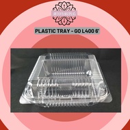OPS-L400 GO-L400 6" Square Cake Tray with Lock {50pcs} / Bakery Disposable Plastic / Clear Food Box 