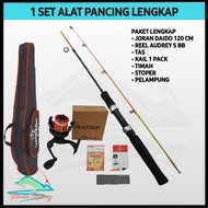Joran Pancing 1 set Murah Siap Pakai Joran Fiber Solid 120 cm Reel Senar Terpasang Tas Timah Kail Pe
