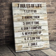 7 Rules of Life Poster Art Wall Decor Canvas Framed 24x36