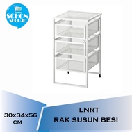 PUTIH Document Rack - Drawer Trolley Rack - Multipurpose 3-tier Trolley Cabinet Rack With White Drawers Iron Shelf-LNRT