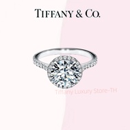 Tiffany and Co แหวนหมั้น Tiffany Soleste® Platinum Round Bright คริสตัลฝังไมโครแพลทินัมพร้อมแหวนเพชร