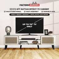 Kilang Borong HP081 Kabinet TV 6 Kaki dengan Kabinet TV Kesan Rotan Sehingga Kabinet TV 70-inci