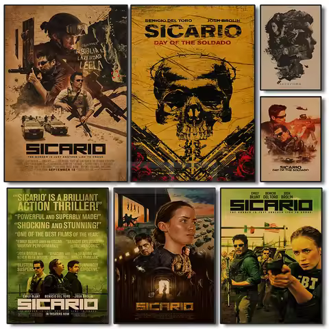 America Crime Movies Sicario Retro Posters Sicario Film Prints Canvas Painting Wall Art Pictures Hom
