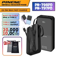 Pineng PN-797PD 10000mAH PN-798PD 20000mAH 22.5W Super Fast Charge Powerbank Built-in Cables PN797 P