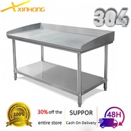 2-Layer Table 304 Stainless Steel Workbench In Home Kitchen Cutting Table Thickening Table New
