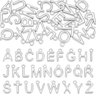 52Pcs Initial Charms 304 Stainless Steel Letter Charms 9mm Long Metal Tiny Alphabet Pendant Set Mirr