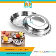 Stainless Steel Plate Serving Dish Plate Dinnerware Tableware Kitchen Pinggan Makan  SUS201