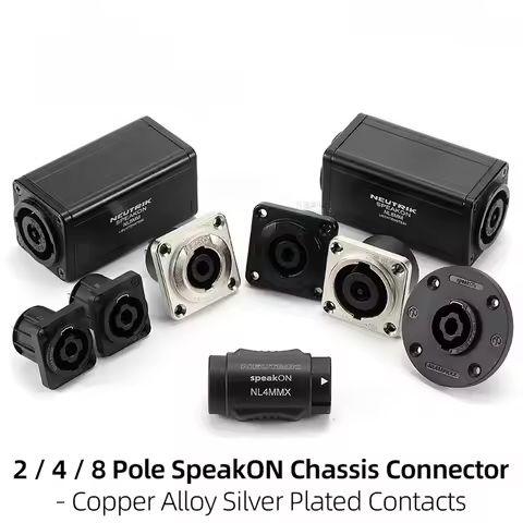NEUTRIK 2 4 8 Pore speakON Speaker Connector NL2MPXX NL4MPXX NL8MPRXX PA/Metal Flange Socket Silver-