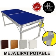 MEJA LIPAT PORTABLE KOPER TRAVEL SERBAGUNA HPL ALUMINIUM KUAT KOKOH UK 120 CM KAKI KOTAK / BULAT