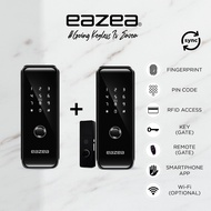 [Door + Gate] EAZEA C300 Digital Door Lock + EAZEA C300-G Digital Gate Lock | 6 IN 1 | PIN Code, RFID Access, Fingerprint, Key, Smartphone App, Wi-Fi | 2 Years Onsite Warranty | HDB Gate | Smart Lock
