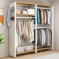 金屬洞洞板衣帽架臥室開放式雙層收納櫃家用衣架置物架簡易衣櫃