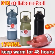 🔥Expensive, But Keep Warm for 24h🔥316 Stainless Steel Aqua Flask Tumbler Original 1.3L for Adult/Kids Flask Portable Thermos Insulated Tumbler Double Wall Vacuum Insulated Outdoor Travel Sports Fitness Stainless Steel Water Bottle tumbler hot and cold