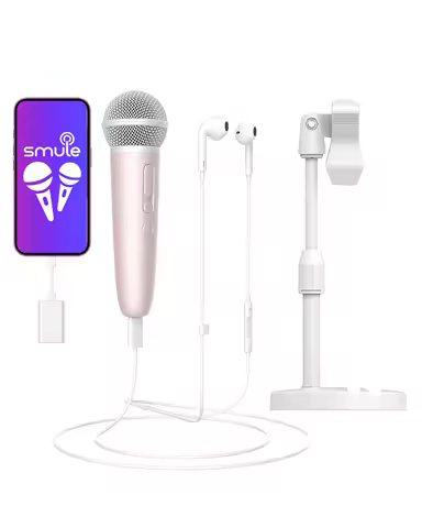 Microphone with Earphone & Mic Stand for Recording and Live Streaming, Wesing, Smule, Starmaker, You
