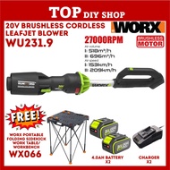WORX WU231 20V Leaf Jet Brushless Blower Tiup Daun Cordless Kuat Air Blower Cleaner Wet Dust Cordles