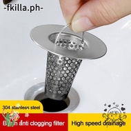 FKILLA Sink Strainer, Stainless Steel Black Drain Filter, Usefull With Handle Anti Clog Floor Drain Mesh Trap Kitchen Bathroom Accessories