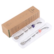 หลอดดูด Cuopru หลอดช้อน Yerba Mate 2 In 1 ช้อนกรอง อุปกรณ์ถอดได้ หลอดกรองชา