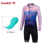 Santic Womens Triathlon Suit 4D Padded 4 Hours Rading Ergonomic Tailoring Breathable Reflective High