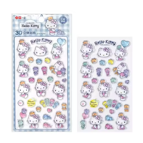 Hello Kitty 3D Crystal Stickers, Cartoon Resin Bubble Stickers, Journal Stickers, DIY Decorative Sti