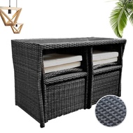 Rattan Weather Proof Outdoor / Indoor 5 Pcs Long Table & Chair Furniture Set [Balcony/Garden/Living 