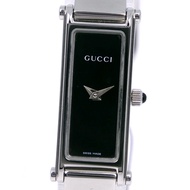 二手 Gucci 1500L 不鏽鋼石英錶，附模擬顯示和黑色錶盤，適合女士。