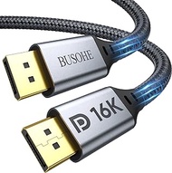 BUSOHE Displayport Cable 2.1 6FT, 16K DP 2.0 Cable [16K@60Hz, 8K@120Hz, 4K@240Hz 165Hz 144Hz] 80Gbps HDR 10, HDCP 2.2, DSC 1.2a, Display Port 2.1 Cord Compatible FreeSync G-Sync Gaming Monitor